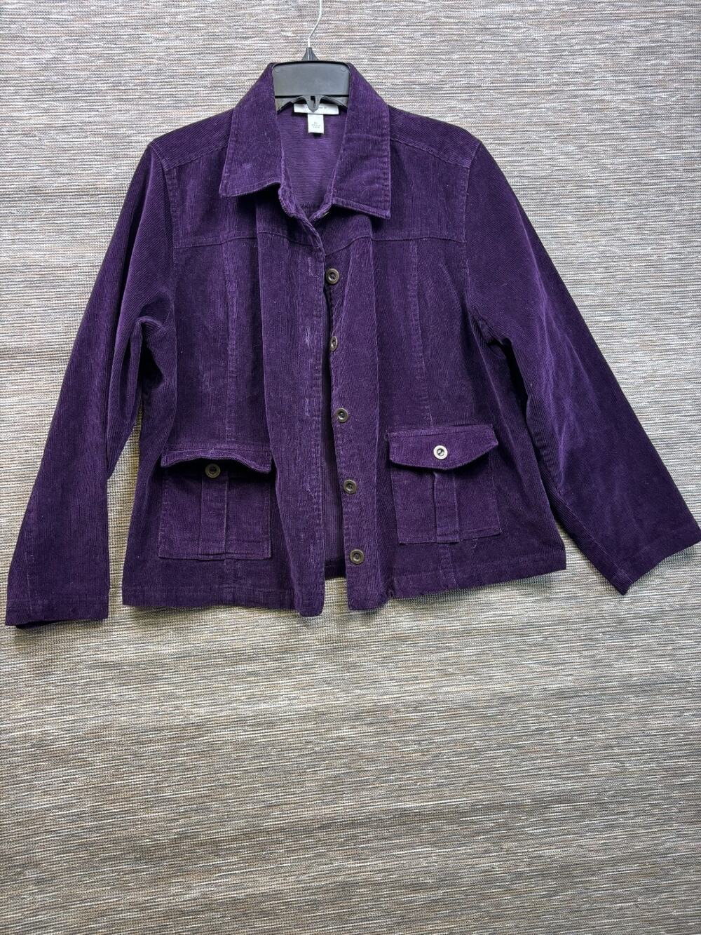 Vintage Dress Barn Corduroy Jacket Womens Size XL Purple Button Closure Casual